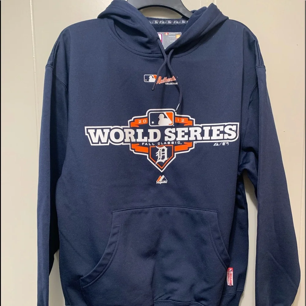 Detroit Tigers 2012 World Series hooded sweatshirt Sz M. MLB Authentic Majestic. - Picture 1 of 4